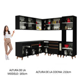 Cocina Integral Esquinera 437cm Negro Reims Madesa 01