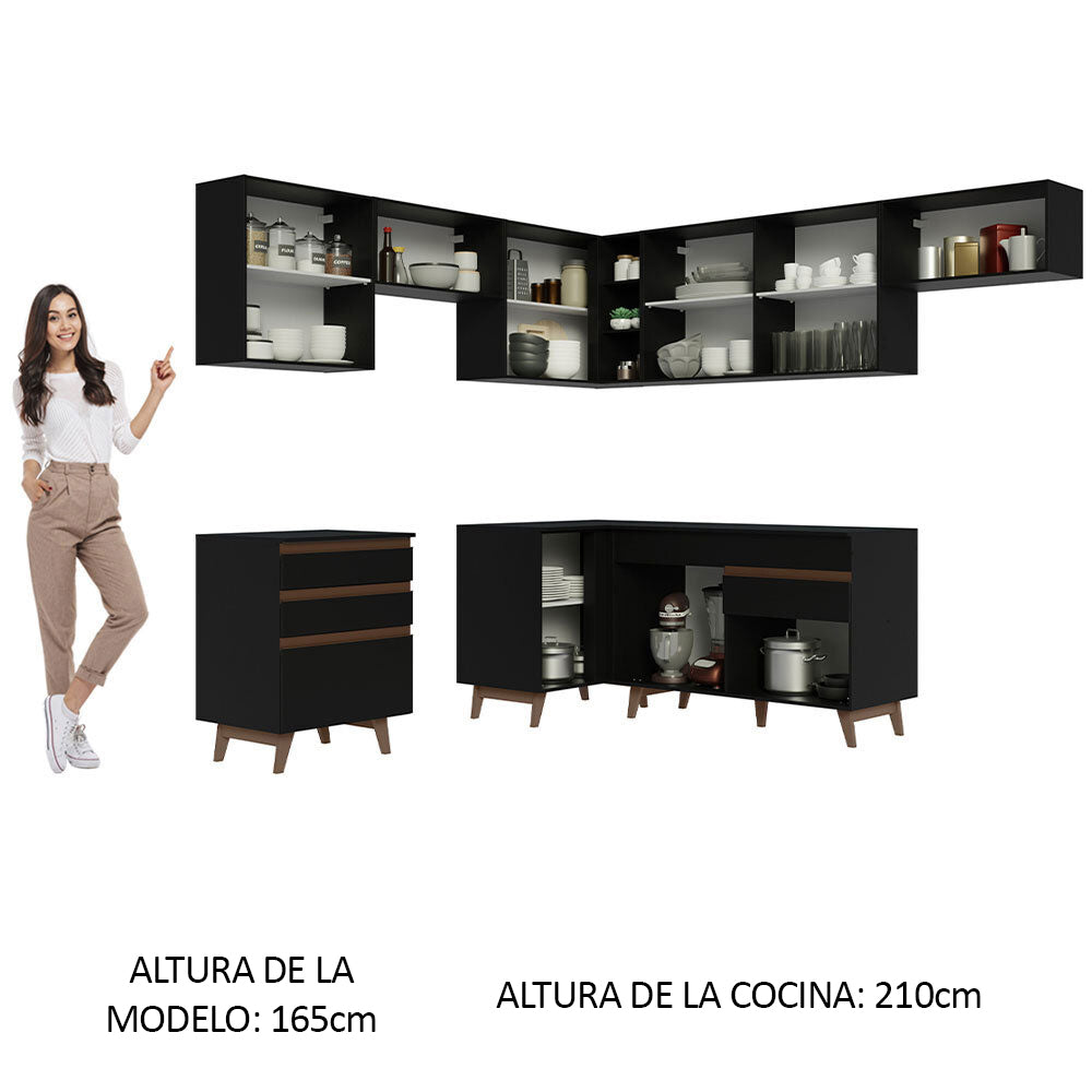 Cocina Integral Esquinera 462cm Reims Negro 03