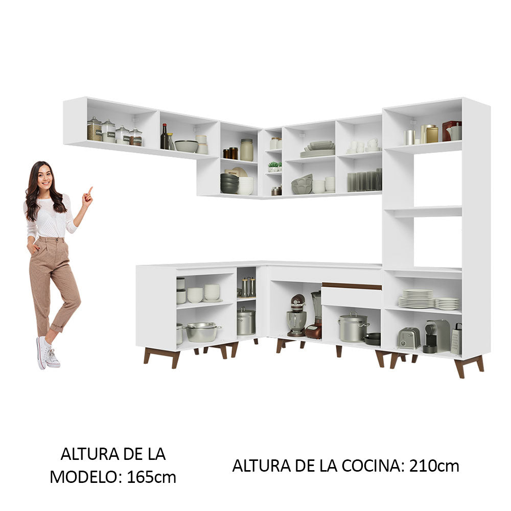 Cocina Integral de Esquina 472cm Blanco Reims 01