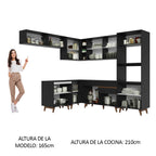 Cocina Integral Esquinera 472cm Reims Negro 01