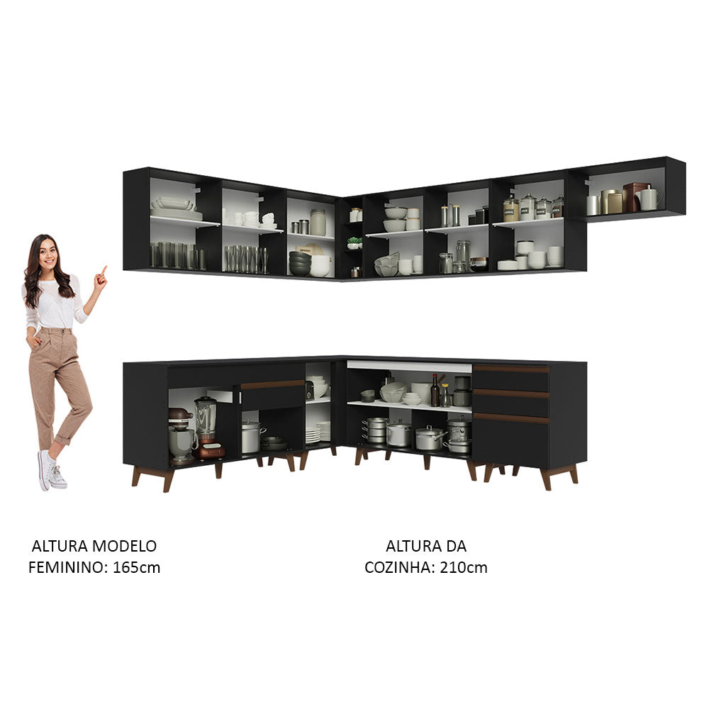Cocina Integral Esquinera 512cm Reims Negro 01