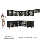 Cocina Integral Esquinera 512cm Reims Negro 01
