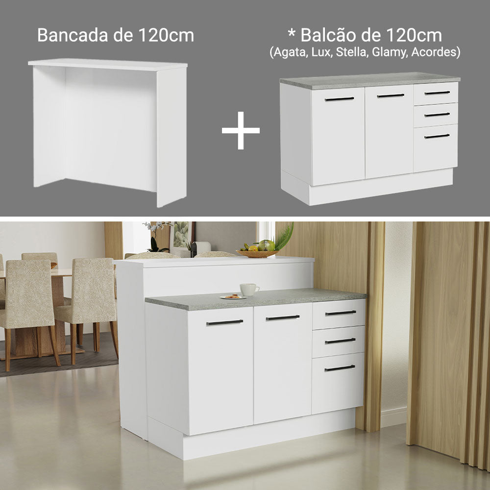 Isla de Cocina 120 cm 2 Puertas 3 Cajones Blanco Agata Madesa