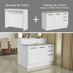 Isla de Cocina 120 cm 2 Puertas 3 Cajones Blanco Agata Madesa