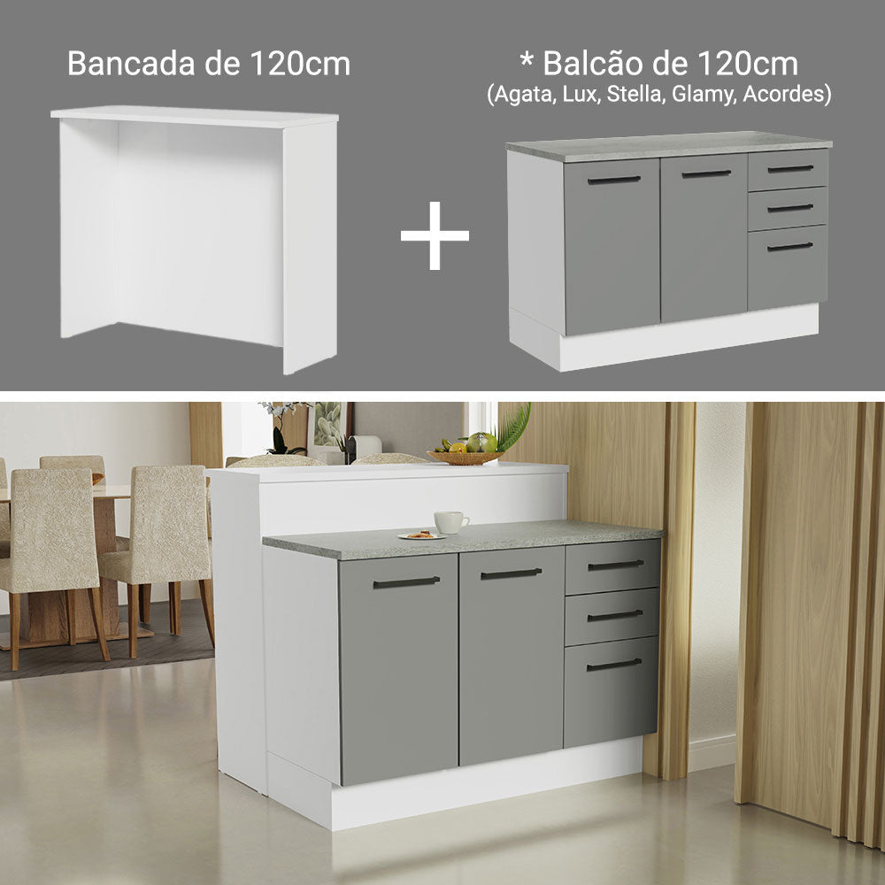 Isla de Cocina 120 cm 2 Puertas 3 Cajones Blanco/Gris Agata Madesa
