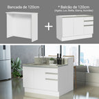 Isla de Cocina 120 cm 2 Puertas 3 Cajones Sin Encimera Blanco Glamy Madesa
