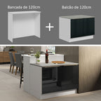 Isla de Cocina 120 cm 2 Puertas Blanco/Negro Lux Madesa