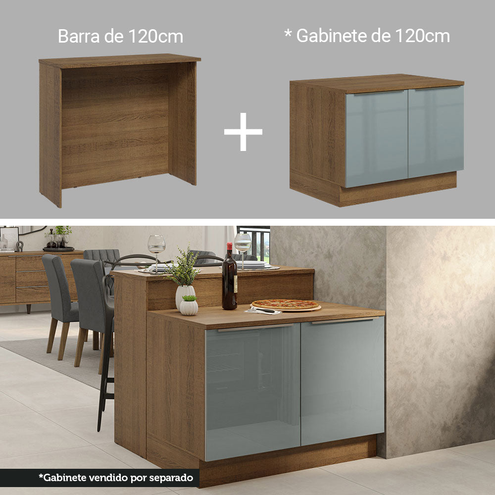 Isla de Cocina con Encimera y Gabinete Bajo 120 cm Marrón/Gris Lux