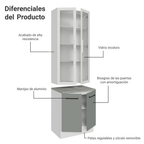 Kit Gabinete Bajo 2 Puertas y Vitrina 70 cm Blanco/Gris Agata Madesa