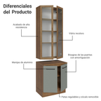 Kit Gabinete Bajo 2 Puertas y Vitrina 70 cm Marrón/Gris Agata Madesa