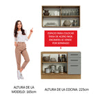 Cocina Compacta 120 x 52 cm 4 Puertas 3 Cajones Marrón/Gris Agata Madesa
