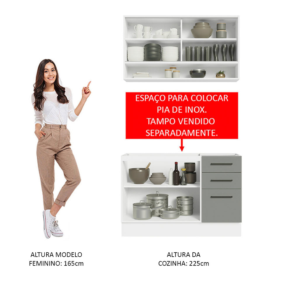 Cocina Compacta 120cm Blanco/Gris Agata 02