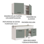 Cocina Compacta 150 x 52 cm 4 Puertas 2 Cajones Blanco/Gris Agata Madesa 01