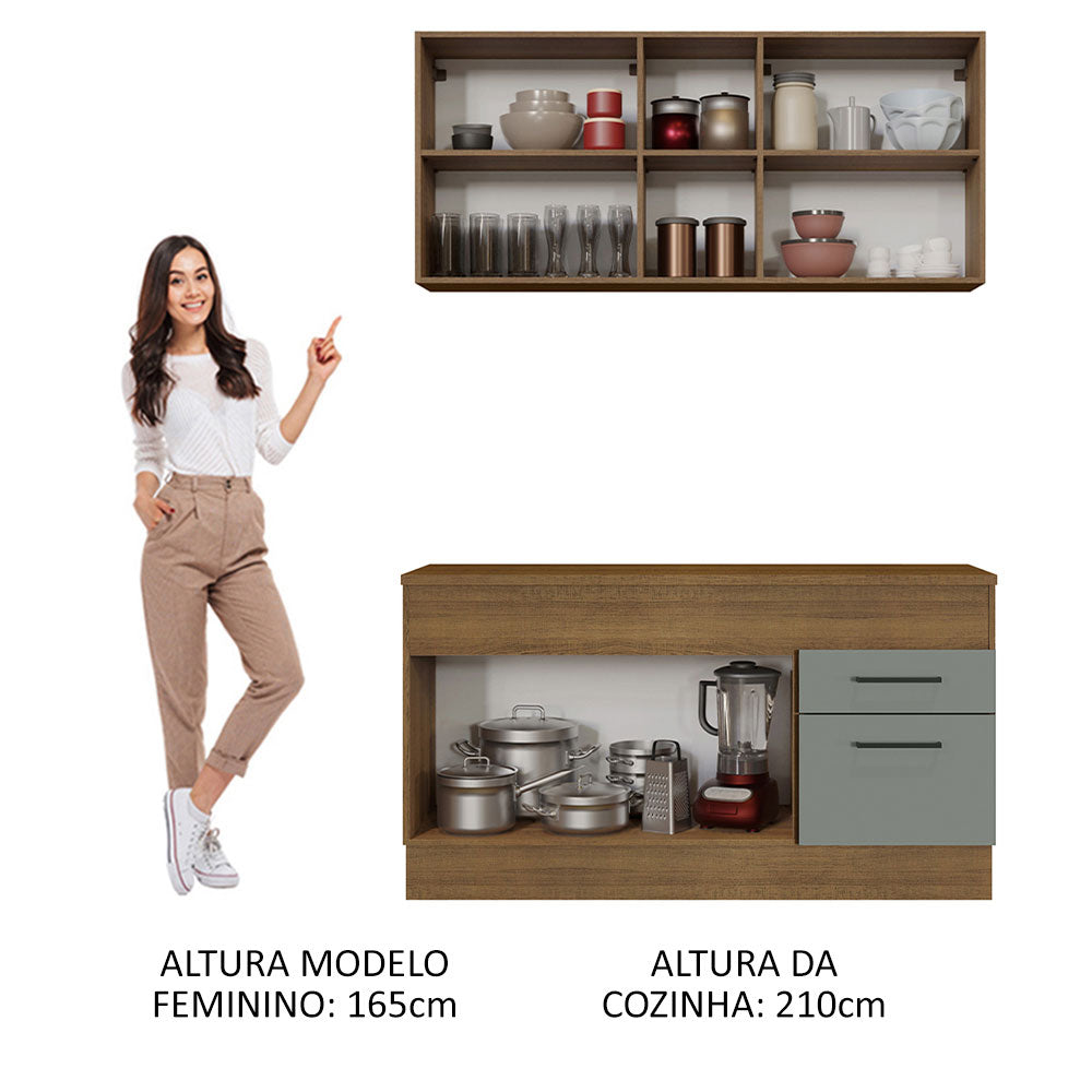 Cocina Integral 150cm Marrón/Gris Agata 01