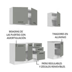 Cocina Compacta 180 x 52 cm 6 Puertas 3 Cajones Blanco/Gris Agata Madesa 01