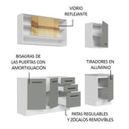 Cocina Compacta 180 x 52 cm 6 Puertas 3 Cajones Blanco/Gris Agata Madesa 02