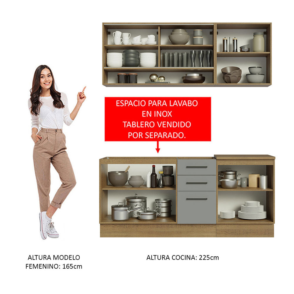 Cocina Compacta 180cm Marrón/Gris Agata 02