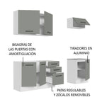 Cocina Compacta 180 x 52 cm 6 Puertas 3 Cajones Blanco/Gris Agata Madesa 03
