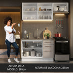 Cocina Compacta 180 cm Blanco/Crema Agata Madesa