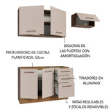 Cocina Compacta 180cm Marrón/Crema Agata 09