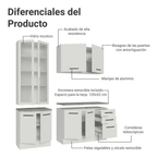 Cocina Compacta 190 cm Con Vitrina Blanco Agata Madesa