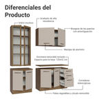 Cocina Compacta 190 cm Con Vitrina Marrón/Crema Agata Madesa