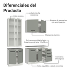 Cocina Compacta 190 cm Con Vitrina Blanco/Gris Agata Madesa