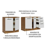 Kit con 2 Muebles de Cocina 3 Cajones y 4 Puertas (Sin Encimera Ni Fregadero) Marrón/Blanco Agata 01
