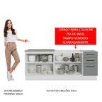 Kit 2 Gabinetes Bajos de Cocina 200 cm Sin Encimera Blanco/Gris Agata Madesa