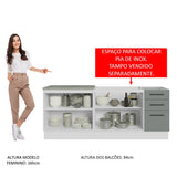 Kit con 2 Muebles de Cocina 3 Cajones y 4 Puertas (Sin Encimera Ni Fregadero) Blanco/Gris Agata 01