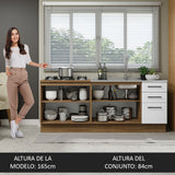 Mueble de Cocina 200cm Con Tarja Agata Marrón/Blanco