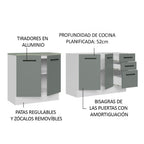 Kit 2 Gabinetes Bajos de Cocina 200 cm Blanco/Gris Agata Madesa