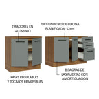 Kit 2 Gabinetes Bajos de Cocina 200 cm Marrón/Gris Agata Madesa