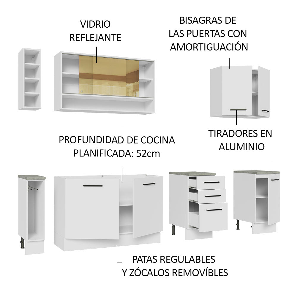 Cocina Integral 220 cm Blanco Agata Madesa
