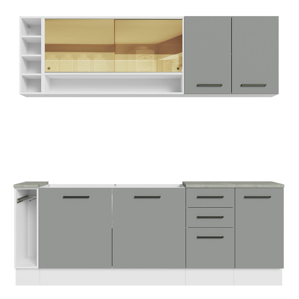 Cocina Compacta 220 cm Blanco/Gris Agata Madesa