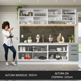 Cocina Integral 240 x 60cm Blanco/Gris Agata 01