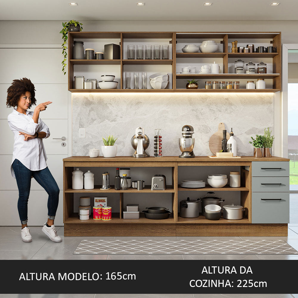 Cocina Integral 240 x 60cm Marrón/Gris Agata 01