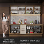 Cocina Compacta 240 x 60 cm 7 Puertas 3 Cajones Marrón/Crema Agata Madesa