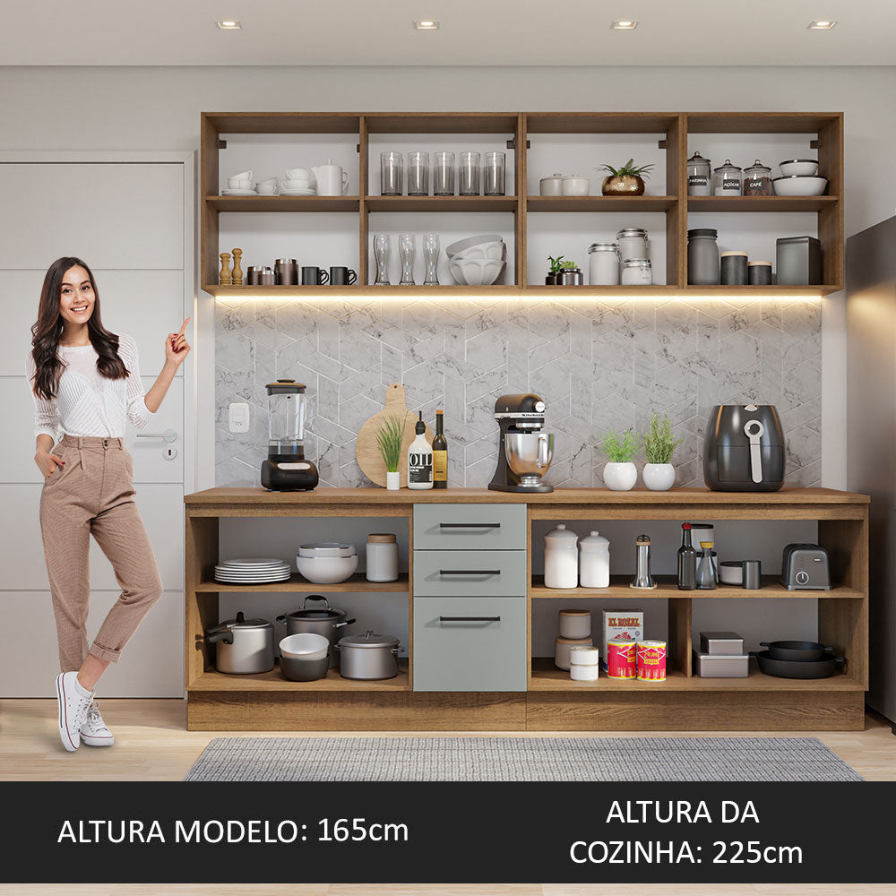 Cocina Integral 240 x 60cm Marrón/Gris Agata 02