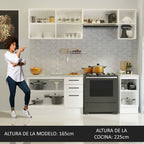 Cocina Compacta 240 x 60 cm Con Fregadero y Accesorios de Cocina Blanco Agata Madesa