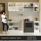 Cocina Compacta 240 cm Con Fregadero y Accesorios de Cocina Blanco/Crema Agata Madesa