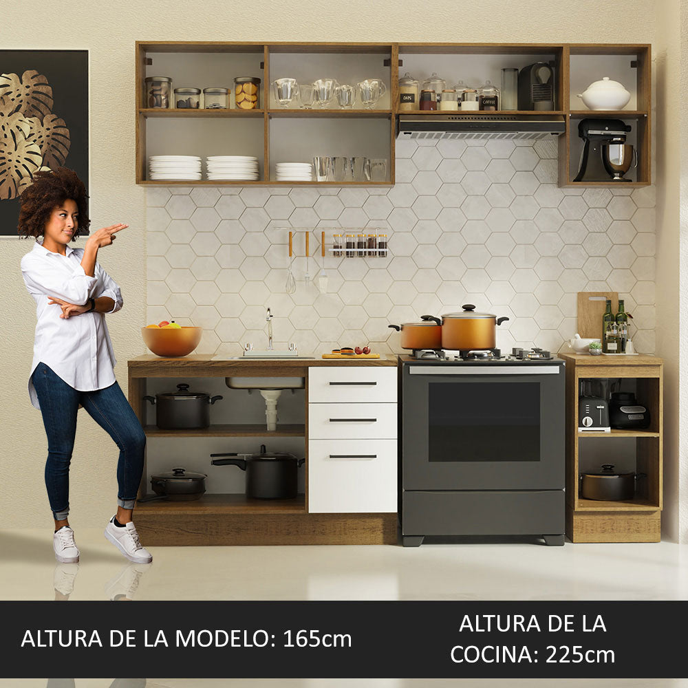 Cocina Integral con Accesorios 240 x 60cm Agata Marrón/Blanco