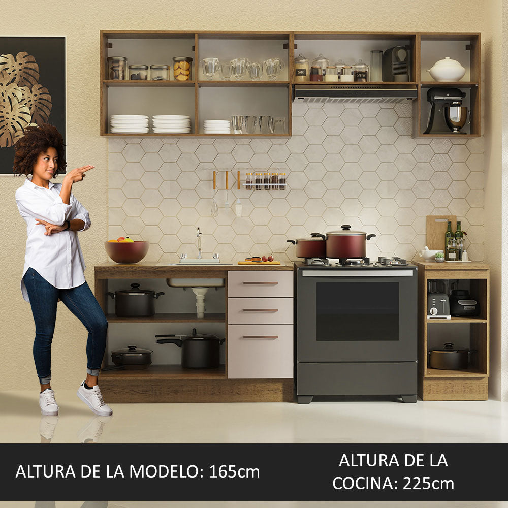 Cocina Integral con Accesorios 240 x 60cm Agata Marrón/Crema