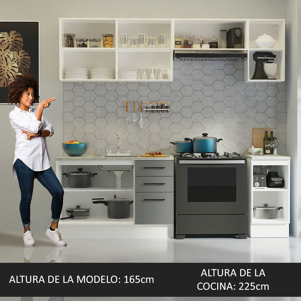 Cocina Integral 240cm Blanco/Gris Agata 03