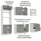 Cocina Integral 250 cm Con Mueble para Horno Blanco/Gris Agata Madesa