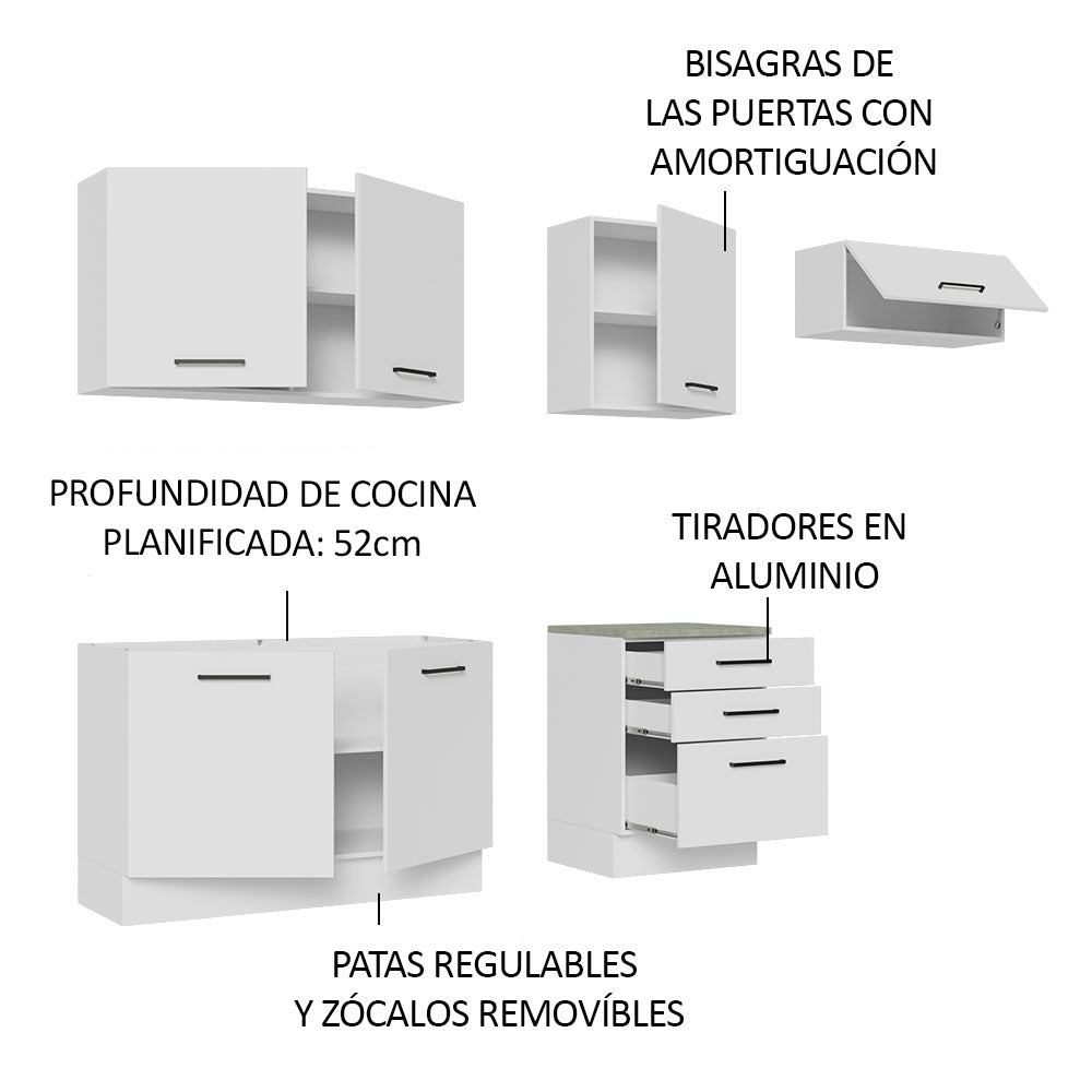Cocina Integral 260cm Blanco Agata 02