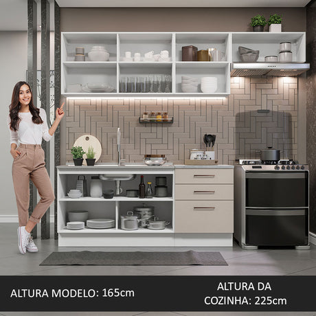 Cocina Integral 260cm Blanco/Crema Agata Madesa 02