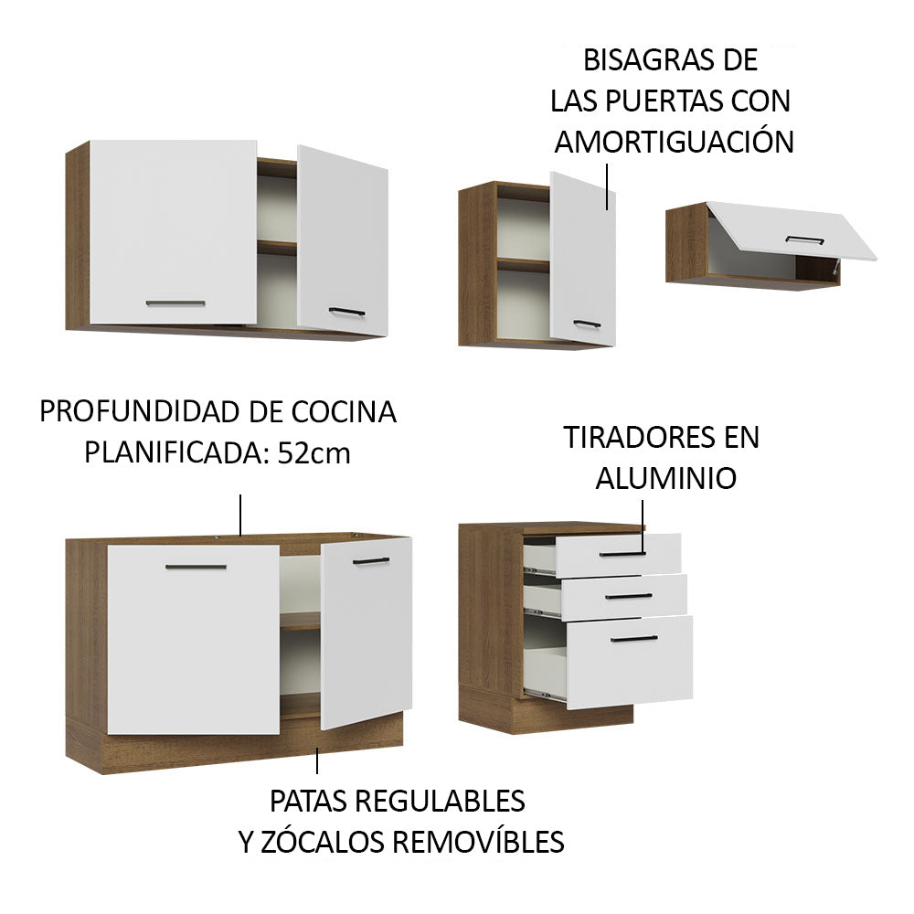 Cocina Integral 260cm Marrón/Blanco Agata 02