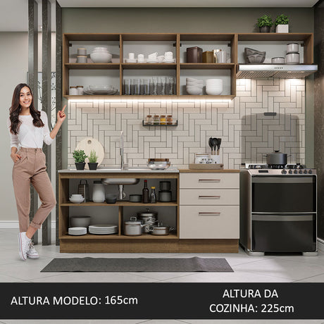 Cocina Integral 260cm Marrón/Crema Agata Madesa 02