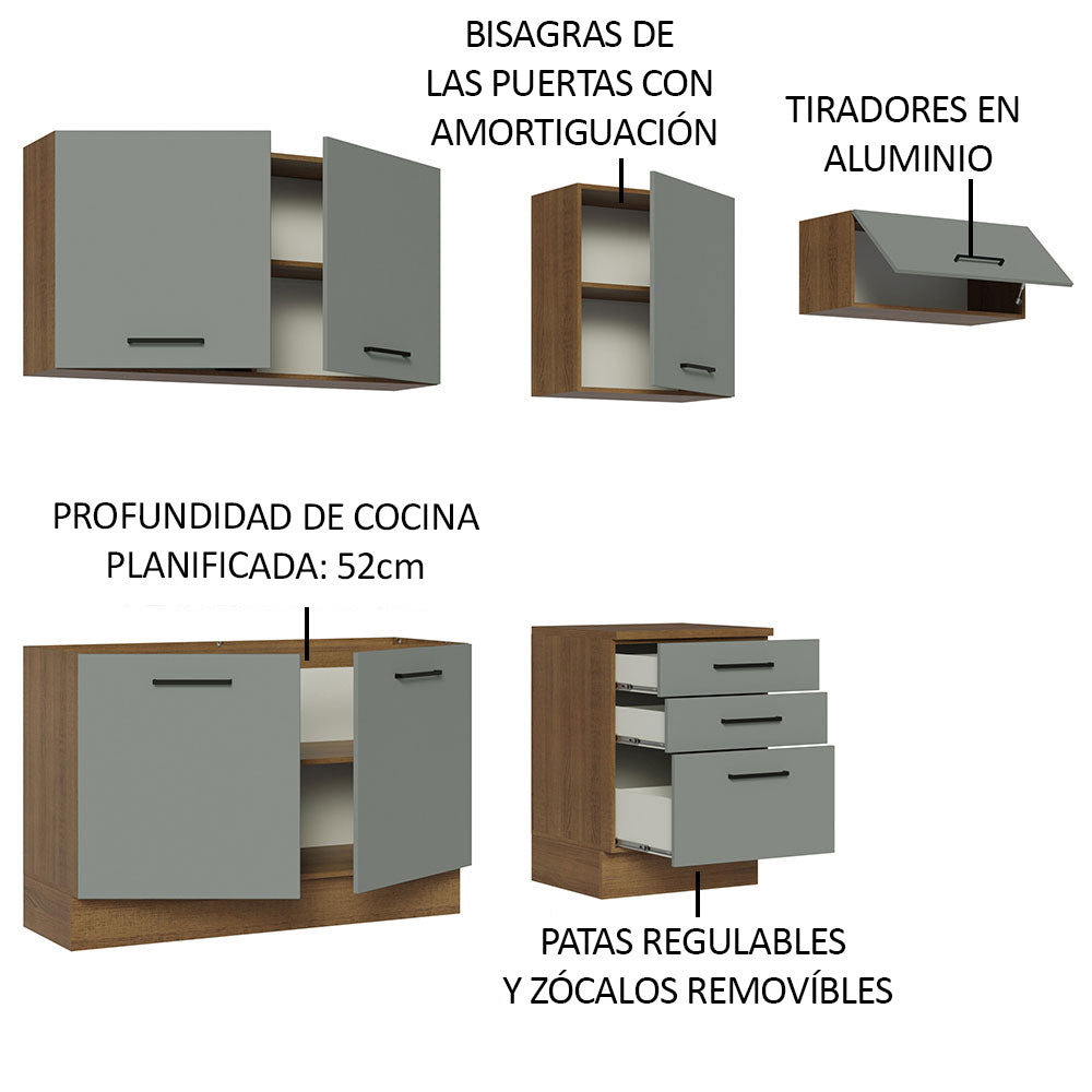 Cocina Integral 260 cm Marrón/Gris Agata Madesa